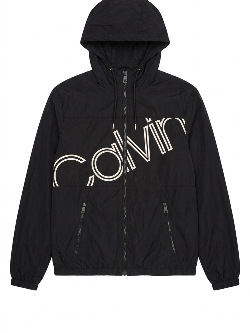 Black Hooded Windbreaker Jacket